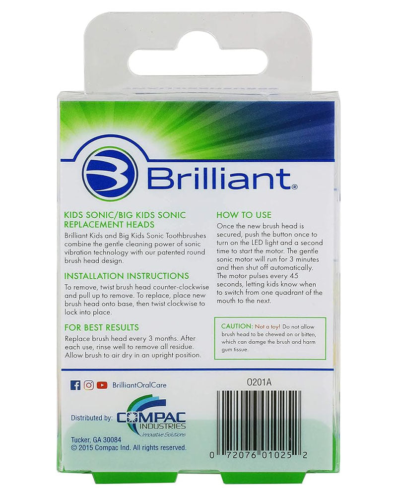 Têtes de recharge de brosse à dents sonique Brilliant Kids - Jaune