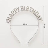 Bandeau Happy Birthday avec Strass - Argente