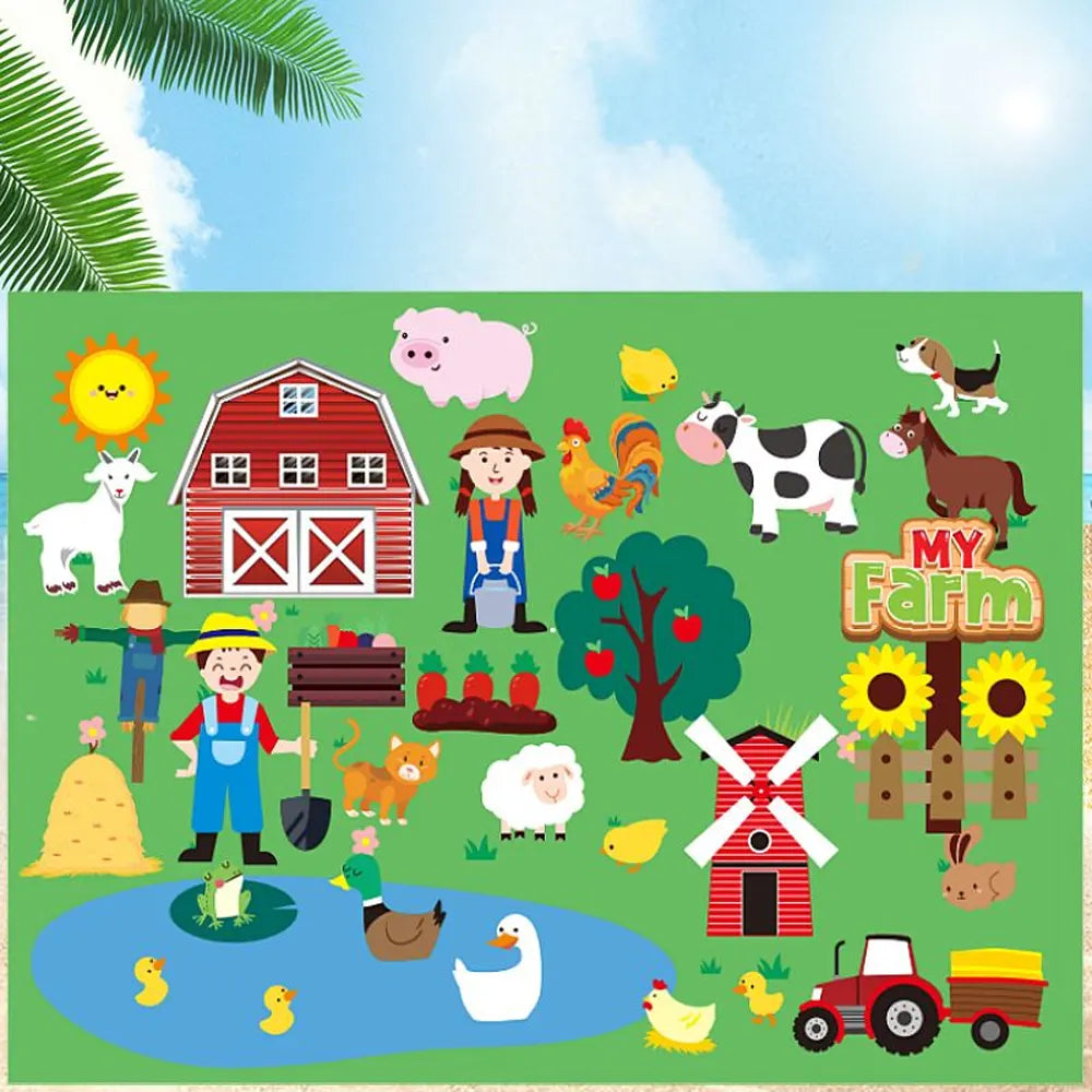 Tapis Mural Éducatif en Feutrine – Thème La Ferme
