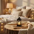 Lanterne avec Bougie Artificielle Ramadan - Noir
