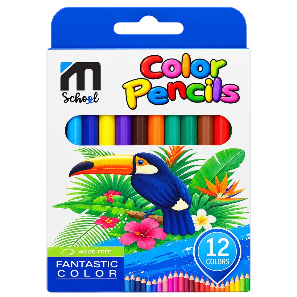 M.School Box of 12 Colored Pencils - 11 cm