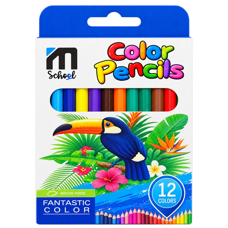 M.School Box of 12 Colored Pencils - 11 cm