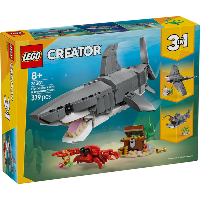 Lego Creator 3-en-1 - Le redoutable requin et le coffre au trésor - 379 pièces 8A+