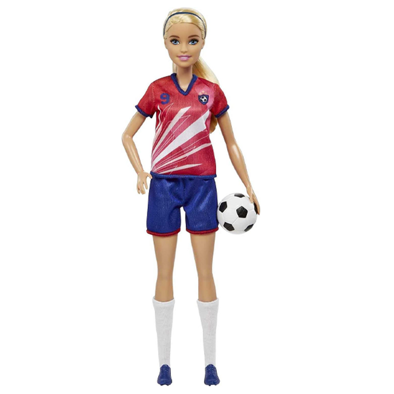 Mattel Barbie Blonde Soccer Player Doll No. 9 Jersey – Age 3+