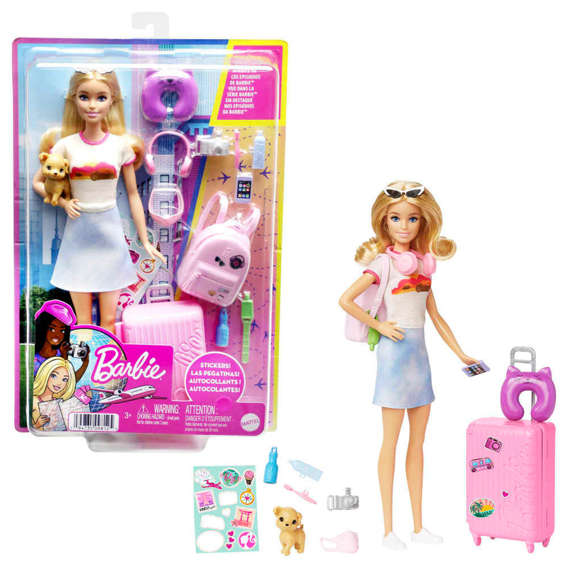 Mattel Barbie Malibu Travel Set with Puppy – Age 3+