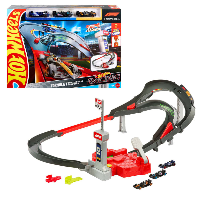 Mattel Hot Wheels Racing F1 Sprint Race Track with 3 Cars – Age 4+