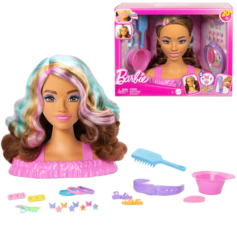 Mattel Barbie Color Reveal Styling Head with Brown Hair – Age 3+