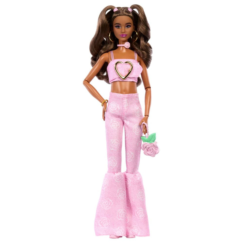 Mattel Barbie Deluxe Style Brunette Doll in Pink Star Outfit – Age 3+