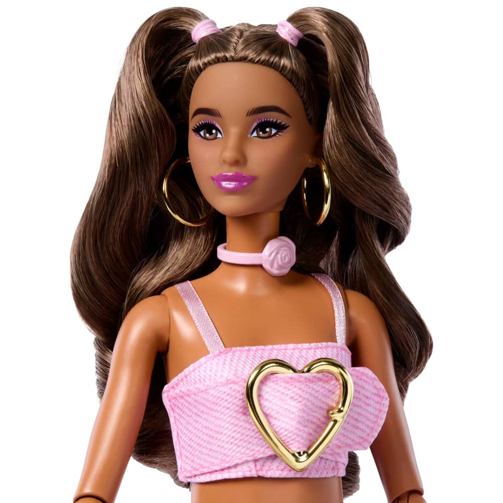 Mattel Barbie Deluxe Style Poupée Brune Tenue Rose Étoile – 3A+