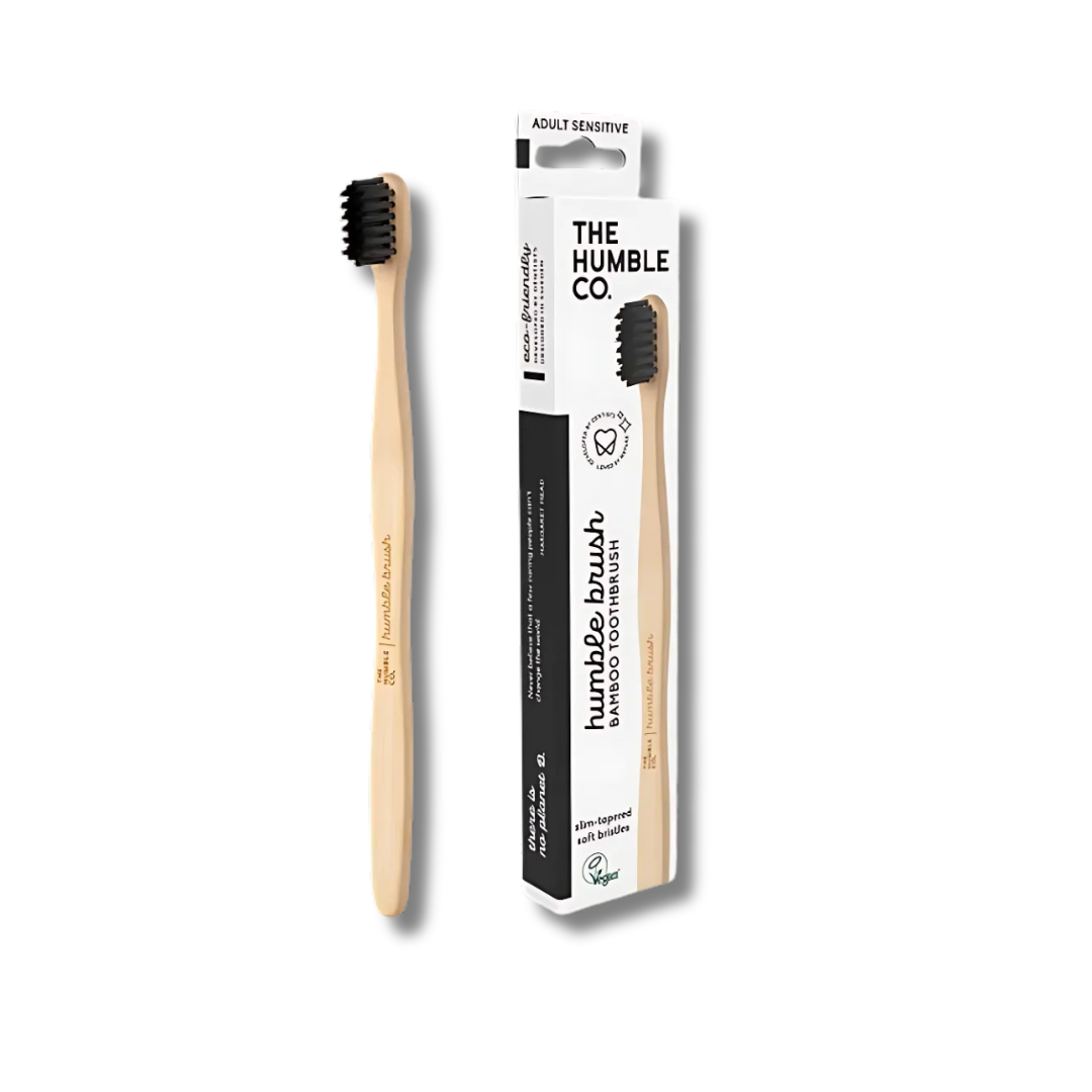 HUBMLE BROSSE A DENTS BAMBOU ADULTE NOIR DENTS SENSIBLES