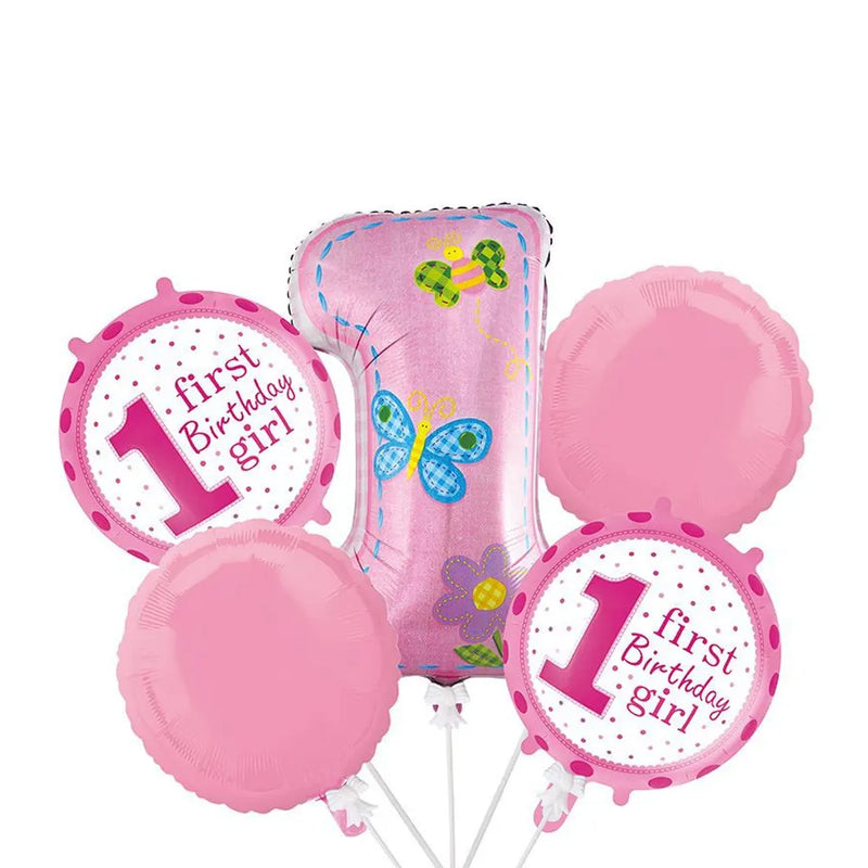 Pack 5 Pièces Ballons 1er Anniversaire Fille