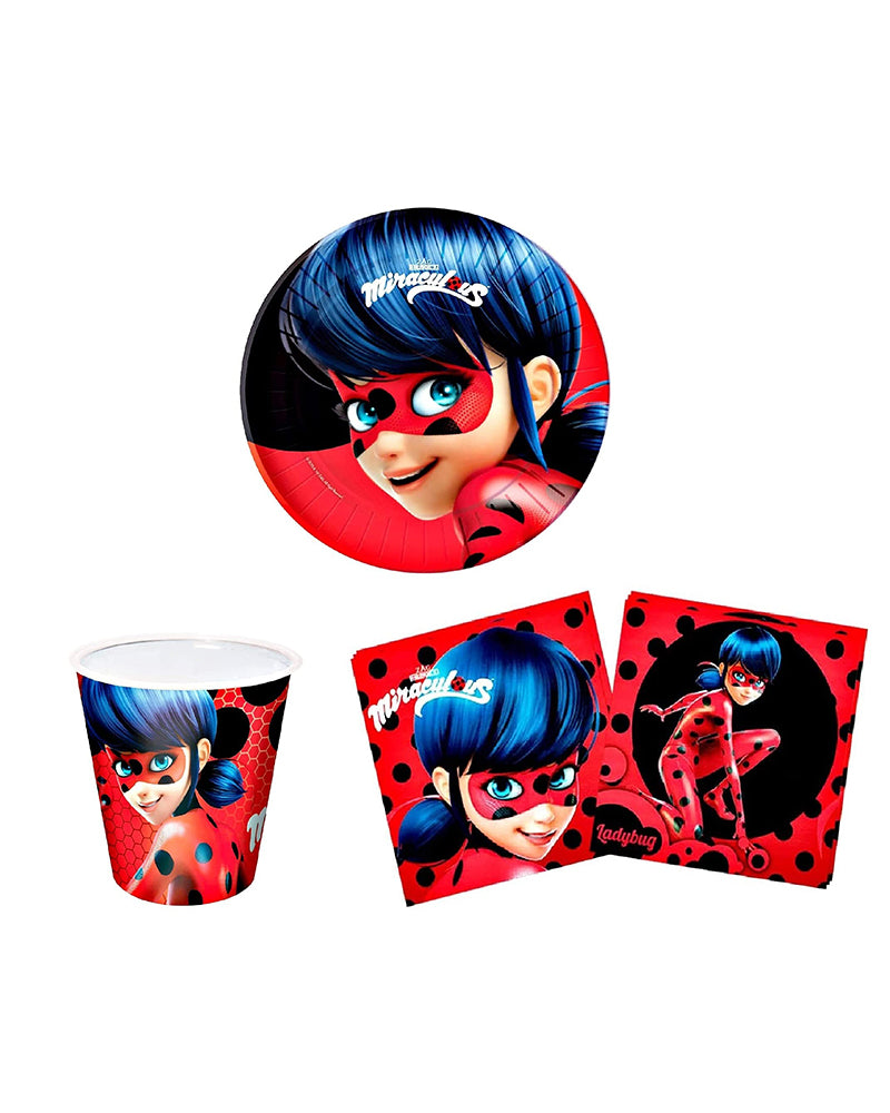 Pack de 10 Servilletas, Platos y Vasos - Miraculous