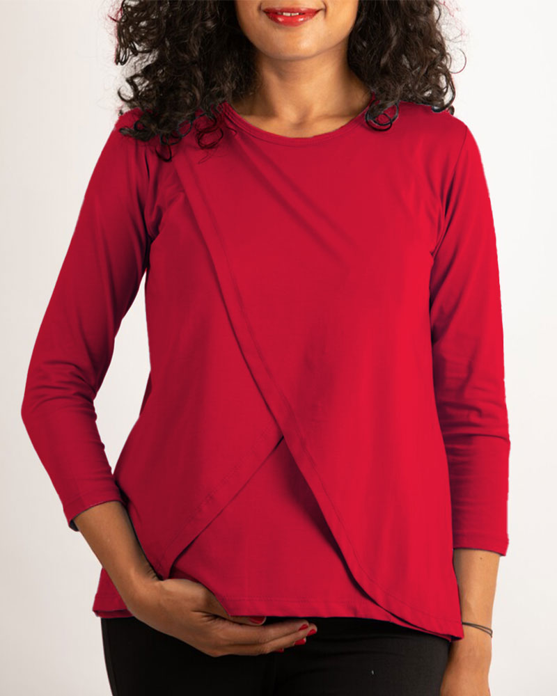 Pumpkin Crossover Maternity and Nursing Top - Red