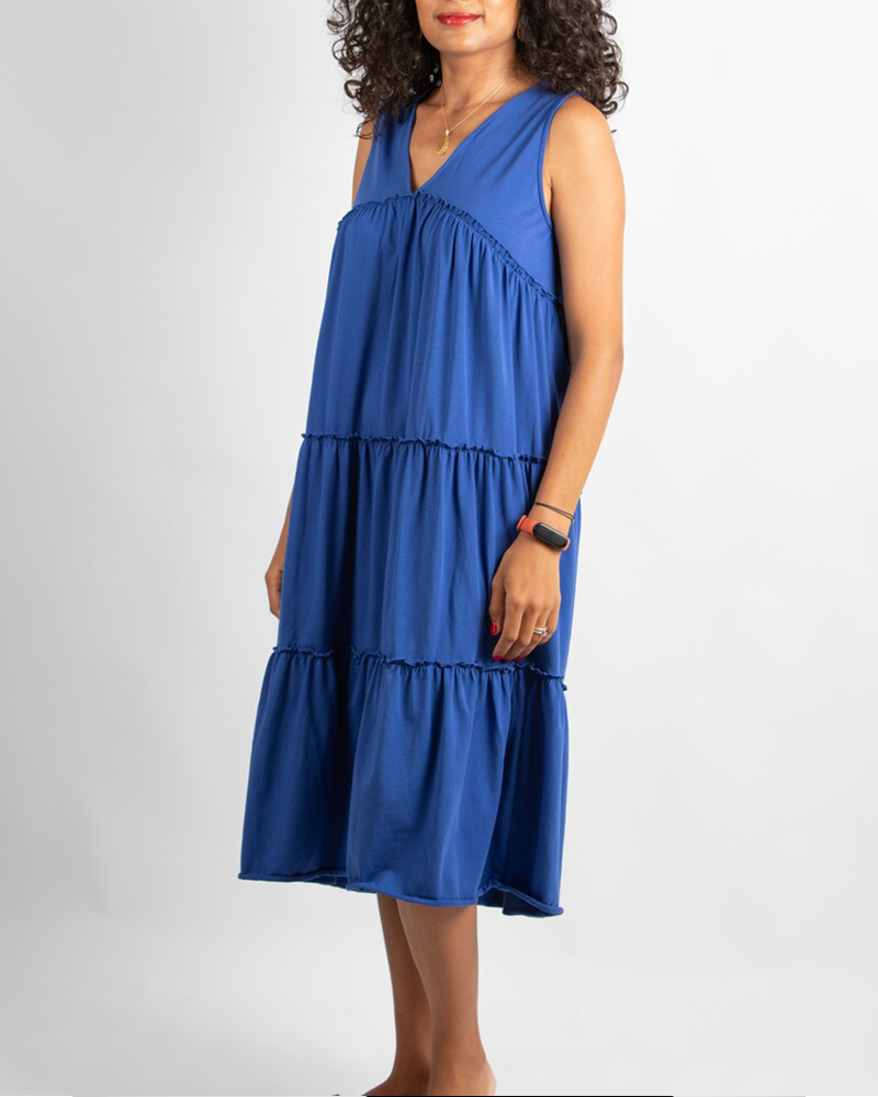 Pumpkin Sleeveless Maternity Dress - Azure Blue