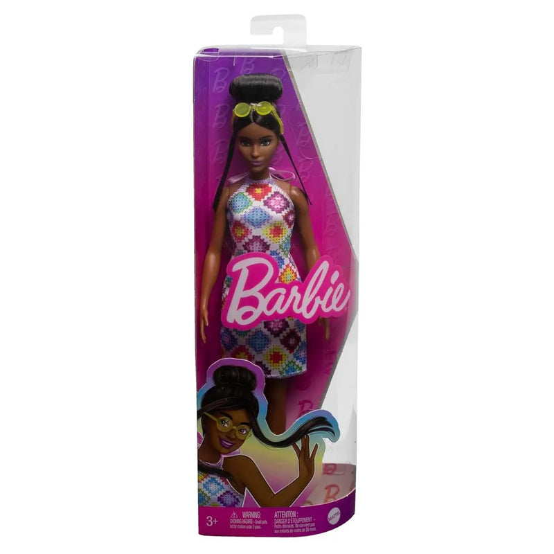 Barbie Fashionistas – Poupée Mannequin avec Robe Colorée 3A+