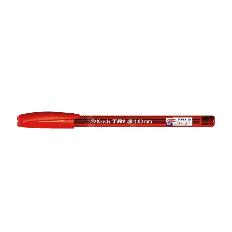 Krish Tri-3 Ballpoint Pens, 1.00 mm - Red