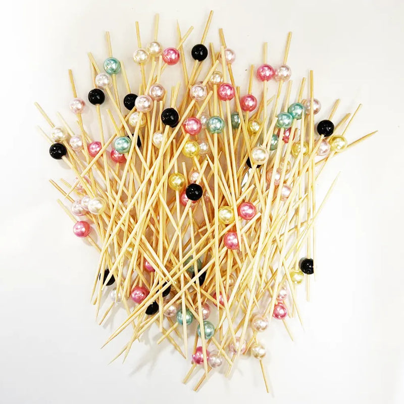 Lot de 100 Brochettes à Cocktail en Bois – Multicolores