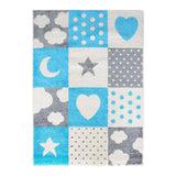Tapis Starlove Turquoise Gris Crème