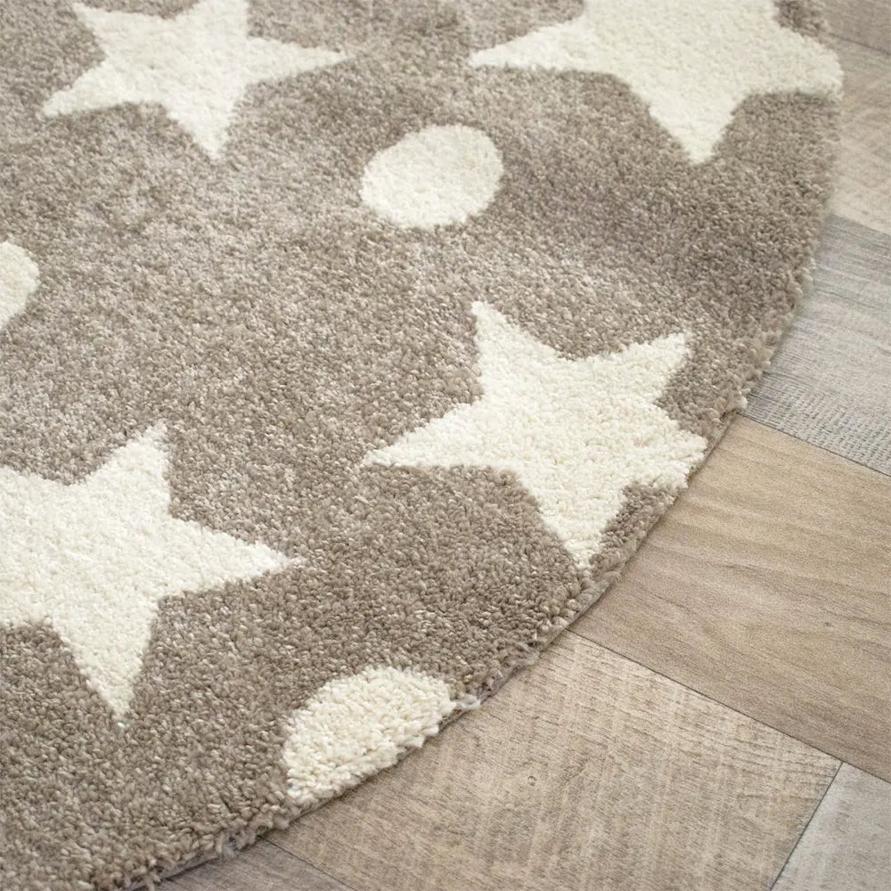 Tapis Rond Etoilino Taupe Crème