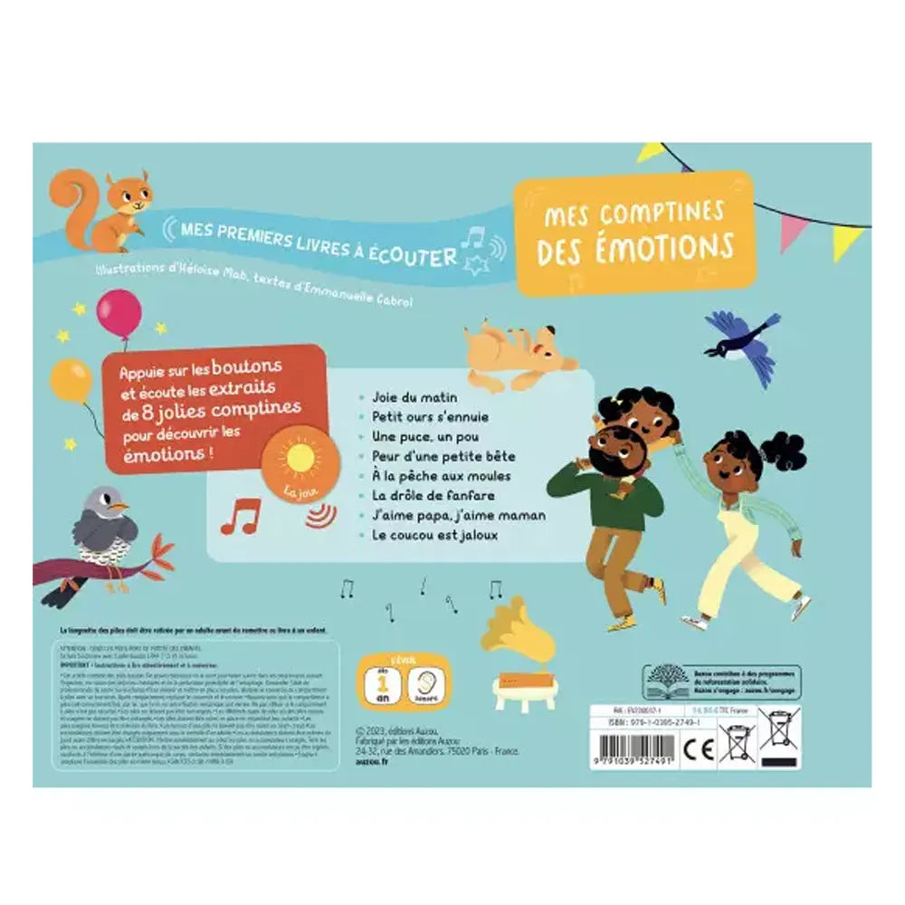 Auzou Mes Premiers Livres à Écouter - Mes Comptines des Émotions