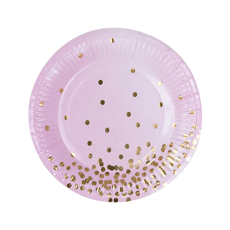 Assiettes en Papier Rose à Pois 18 cm – 8 Pièces