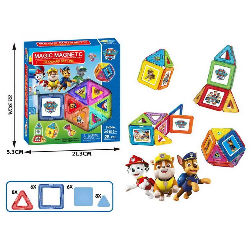 Bloque de construcción magnético Paw Patrol - 26 Piezas - 3A+