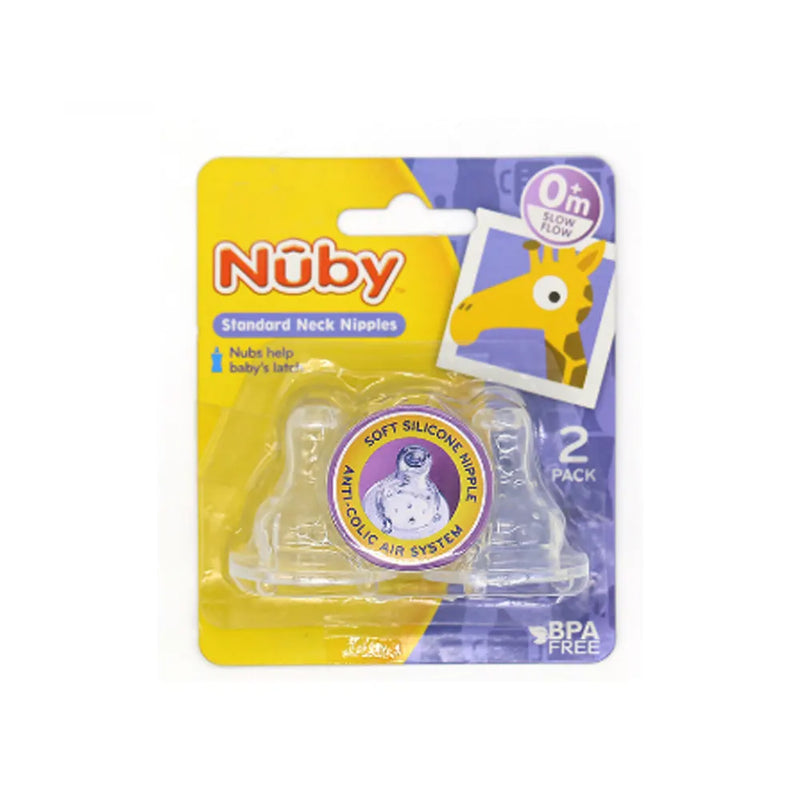 Nuby Pack de 2 Chupetes de Recambio con Cuello Estándar 0M+