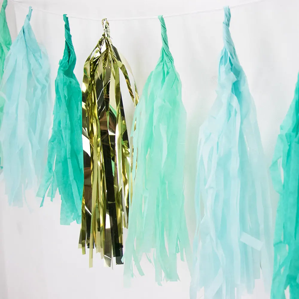 Guirlande Pompons Bleu – 200 cm