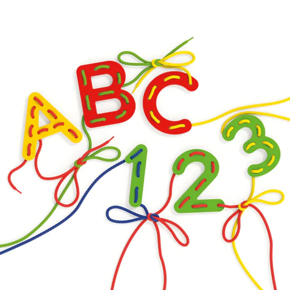 Quercetti Jeu de Laçage Montessori ABC 123 - 3A+