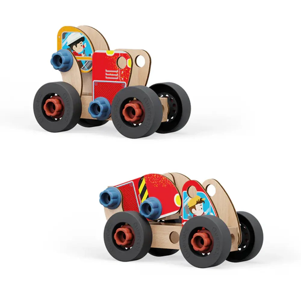 Quercetti Jeu de Construction en Bois Assemblage Véhicules - 3A+