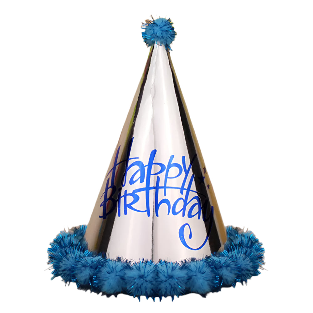 Chapeau d’Anniversaire à Pompon Brillant – Bleu