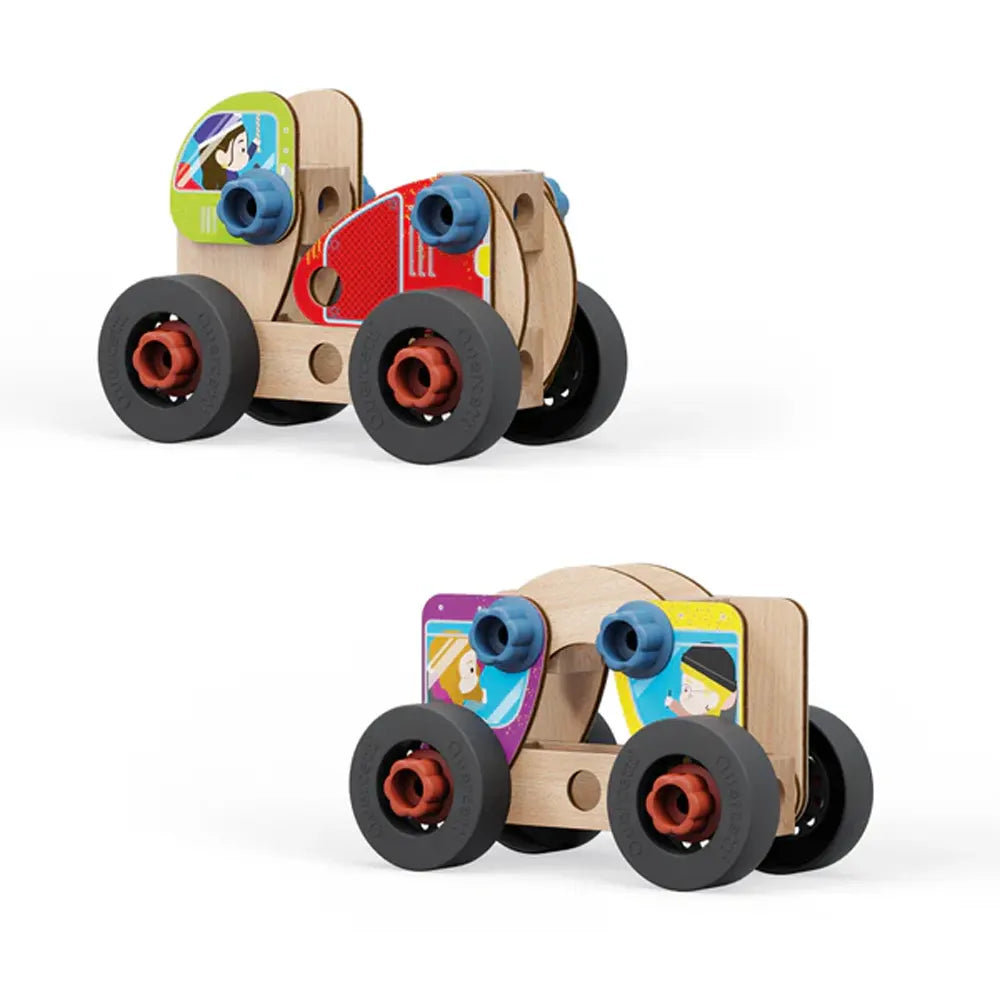 Quercetti Jeu de Construction en Bois Assemblage Véhicules - 3A+