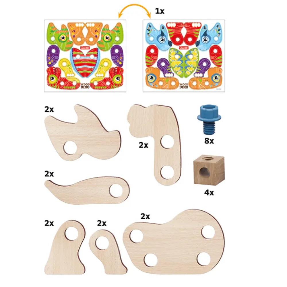 Quercetti Juego de Construcción en Madera Ensamblaje Dinosaurio - 3A+