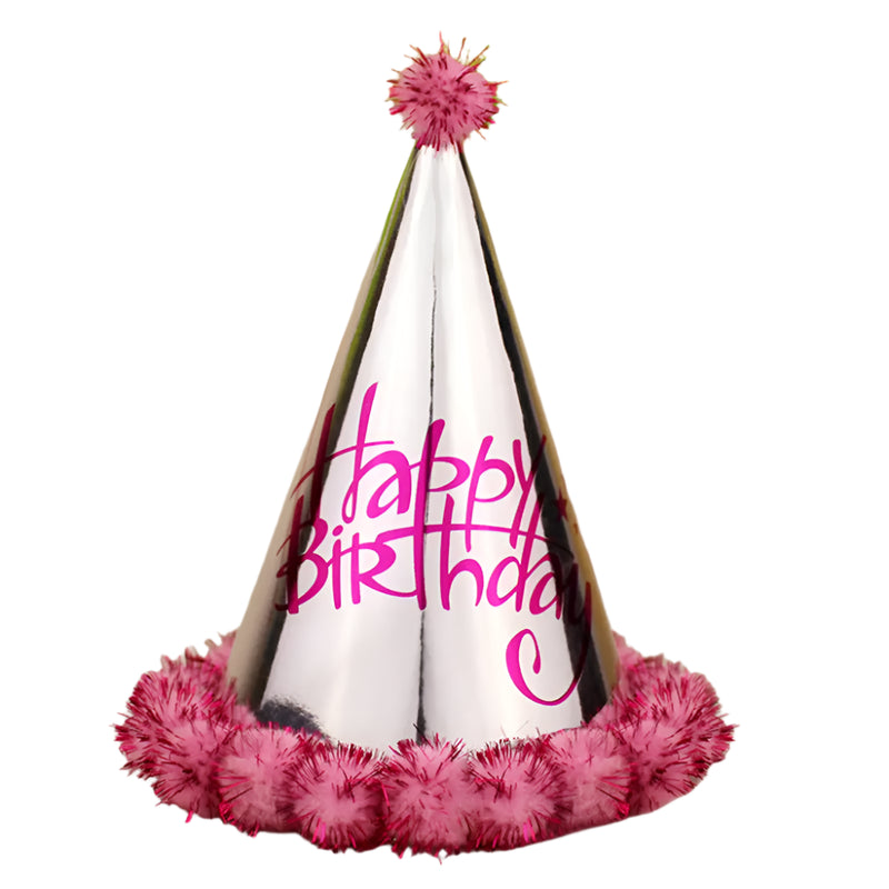 Gorro Cumpleaños Pompón Brillante – Rosa