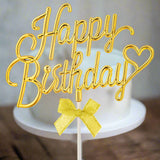 Happy Birthday Cake Topper - Gold