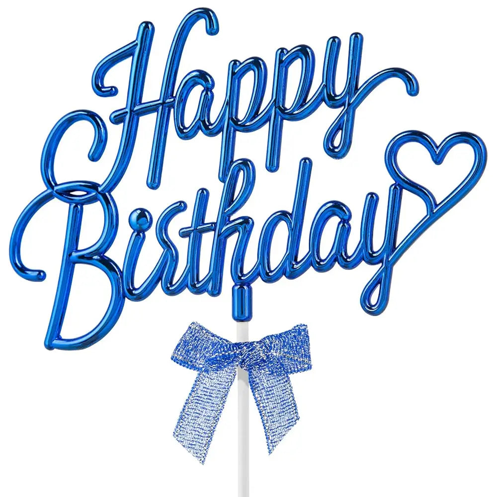 Happy Birthday Cake Topper - Blue