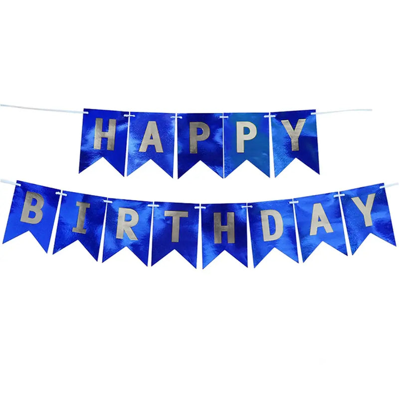 Bannière Happy Birthday - Bleu & Argenté