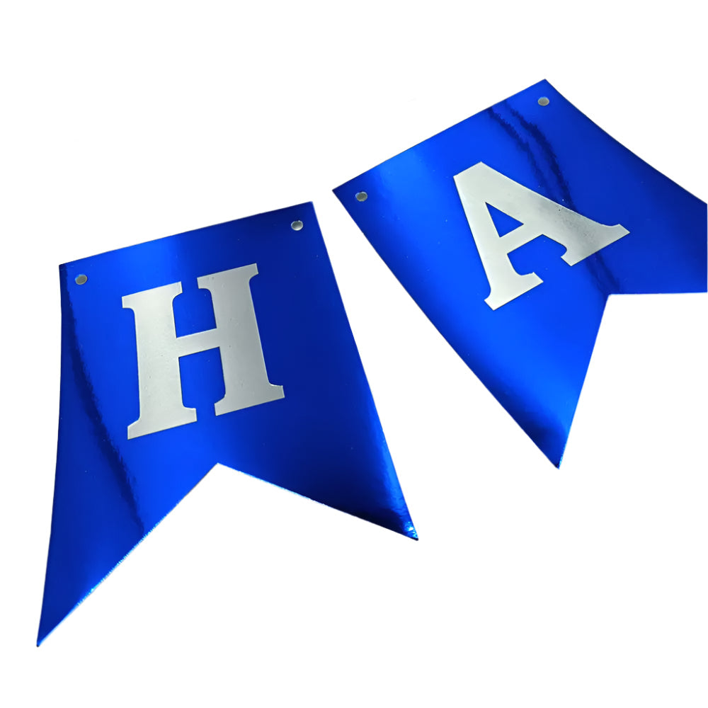 Bannière Happy Birthday - Bleu & Argenté