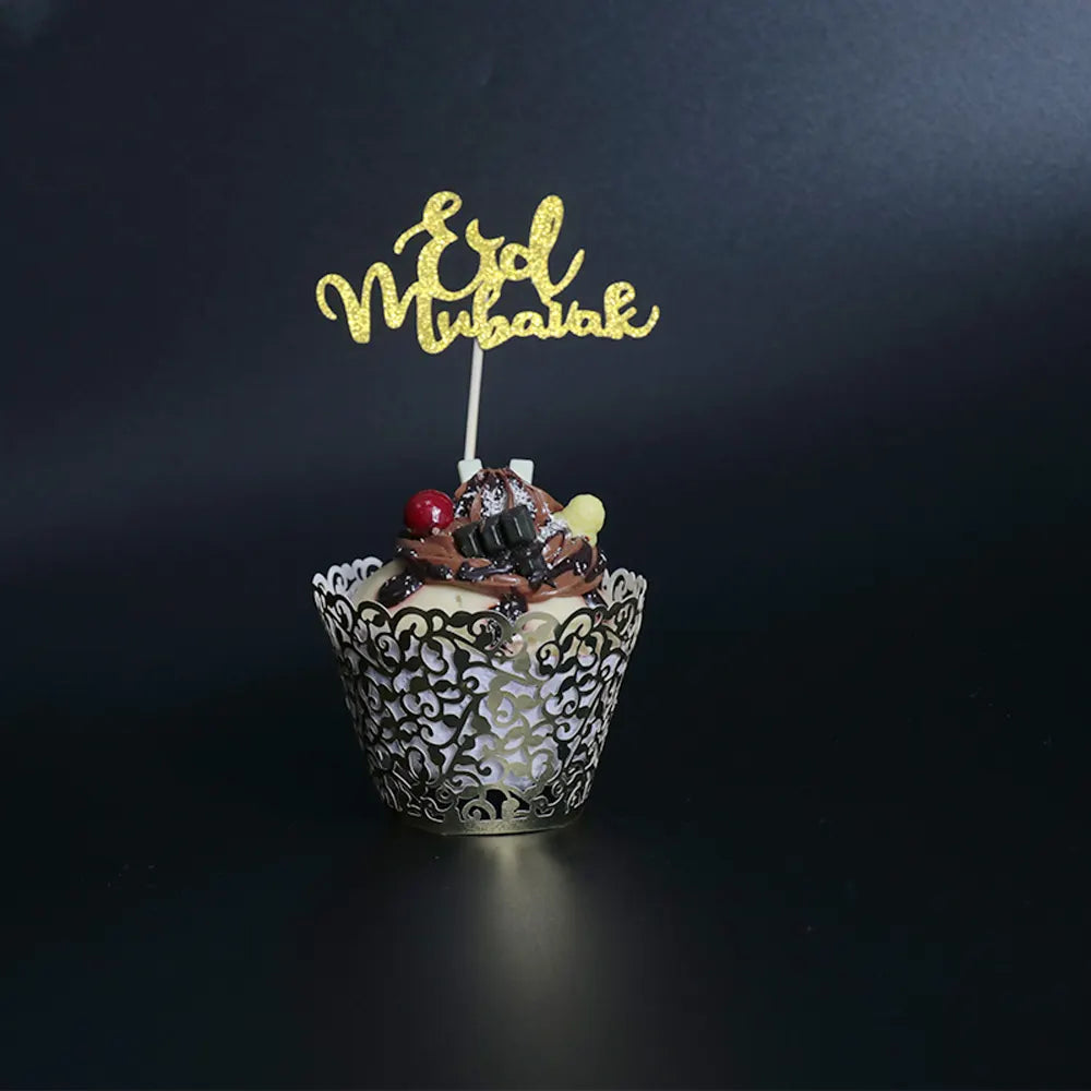 Topper et Caissettes Artistiques de Cupcakes pour Aïd – Doré