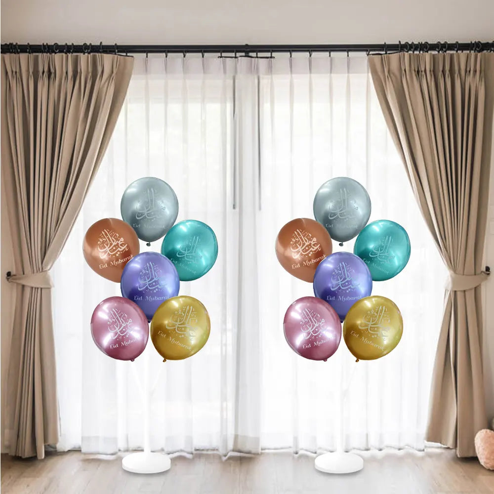Lot de 12 Ballons Chrome Imprimés Eid – 30 cm