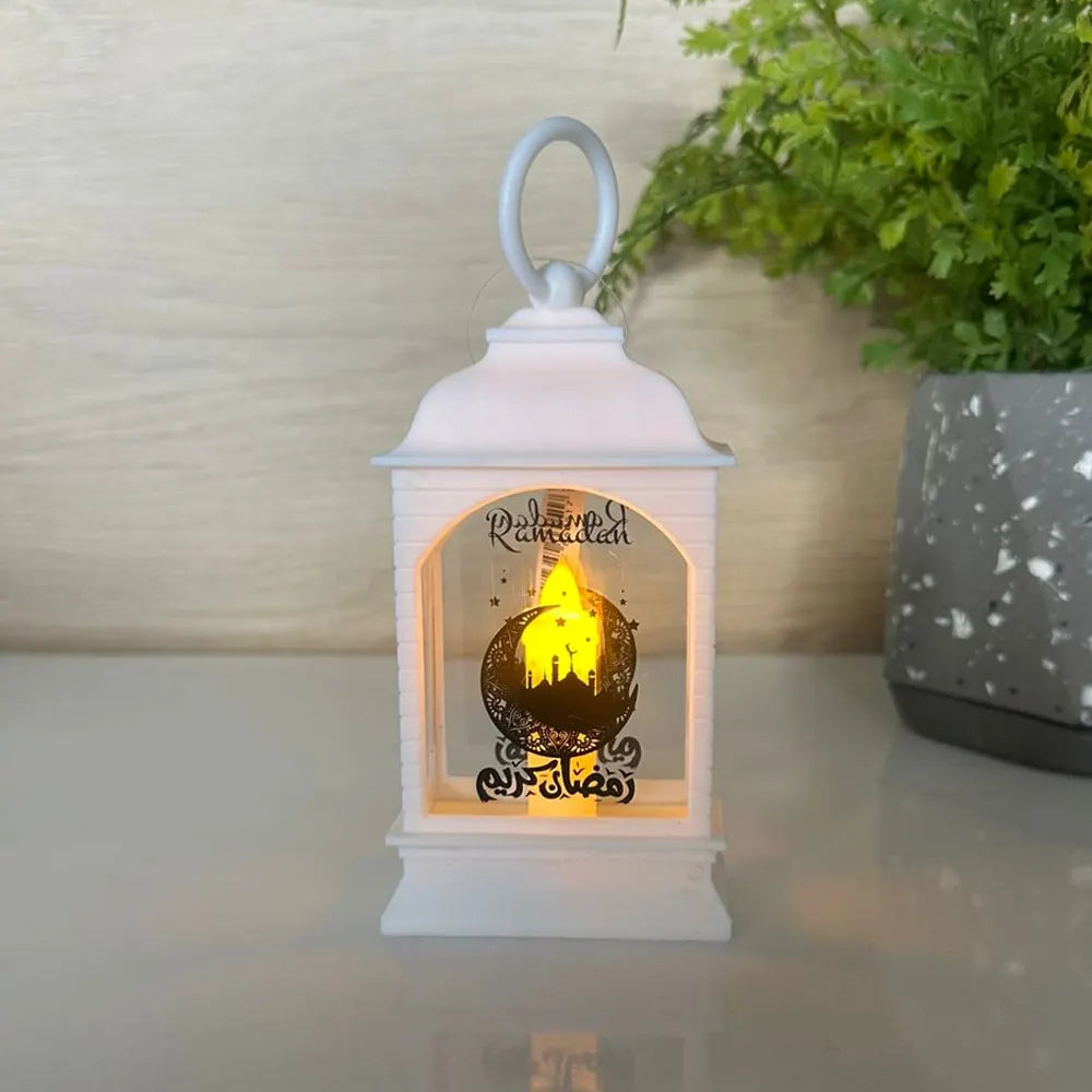 Lanterne avec Bougie Artificielle Ramadan - Blanc
