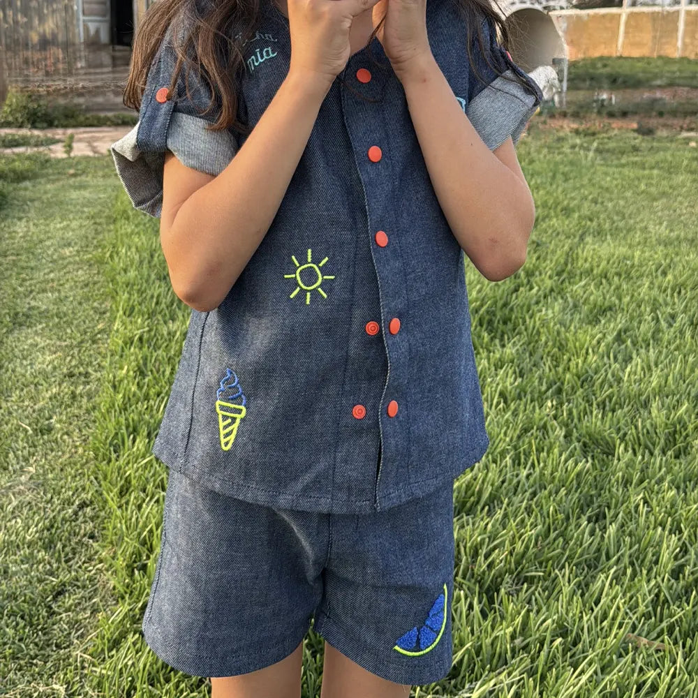 Maïcha Ensemble unisexe Tutto Bene Chemise et Short - 2 pièces