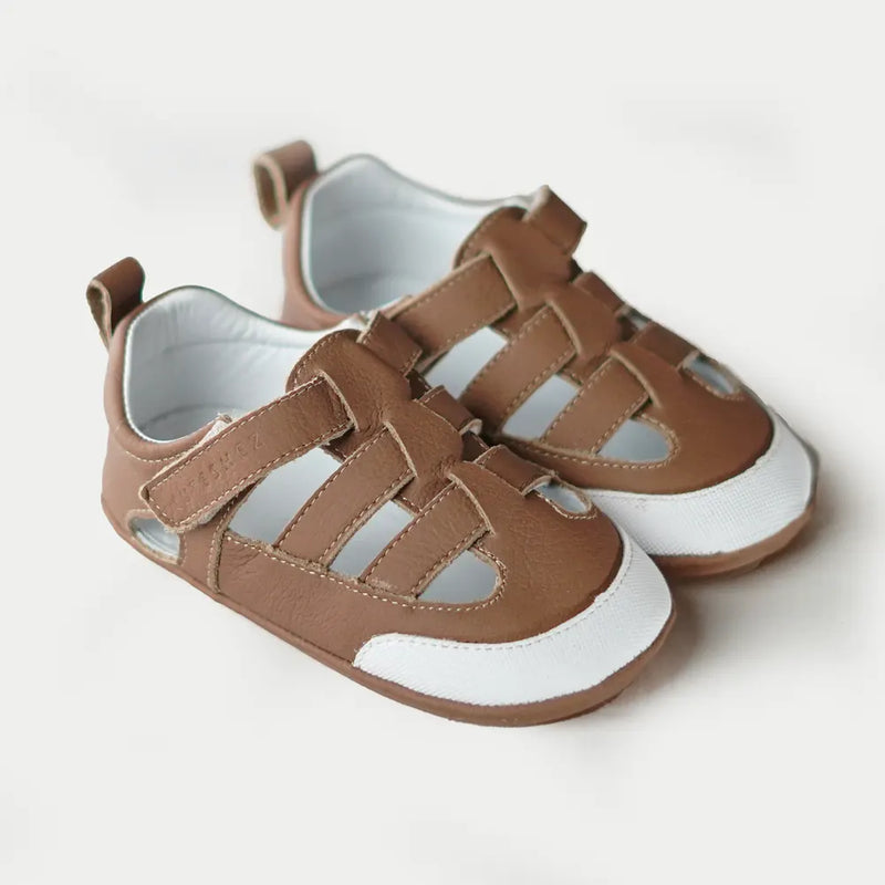 Cuteshez Sandales Premiers Pas en Cuir Souple - Marron