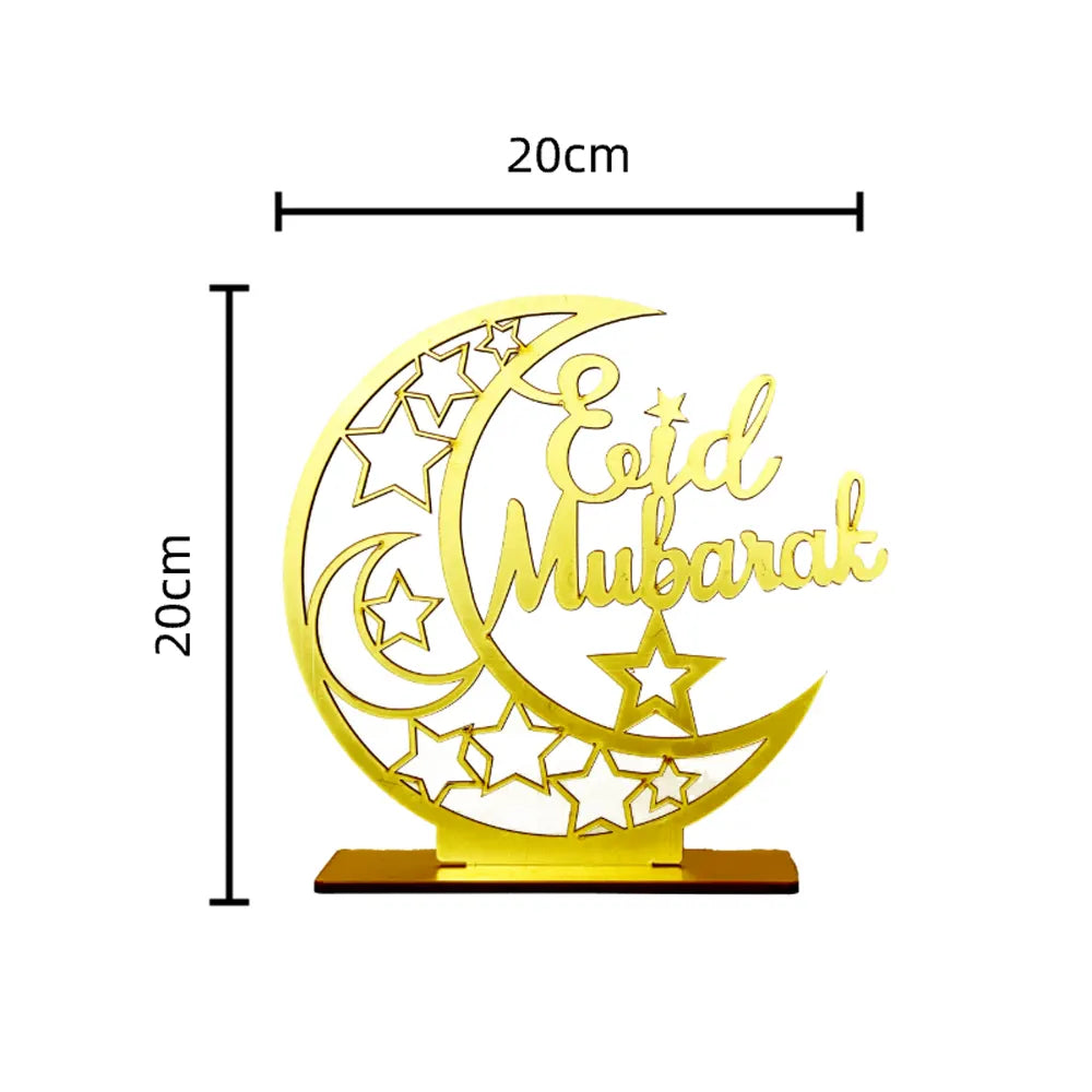 Décoration Lune Dorée Aïd Mubarak – 20x20 cm