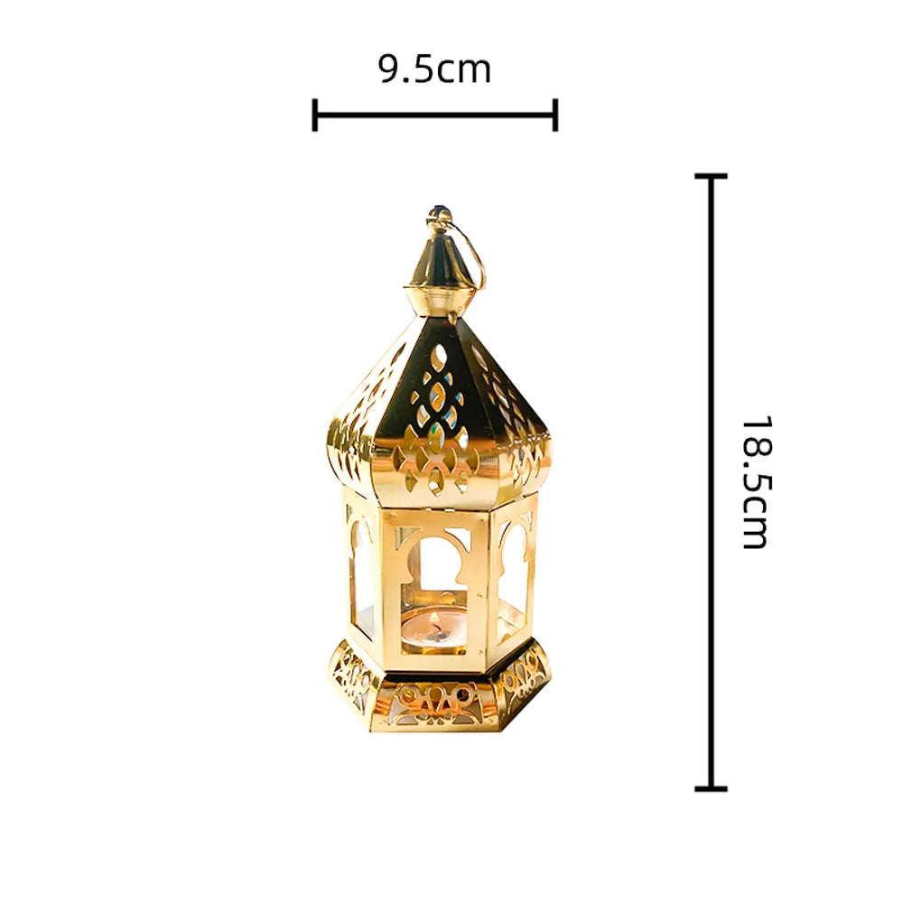 Lanterne Décorative en Métal et Verre - Dorée