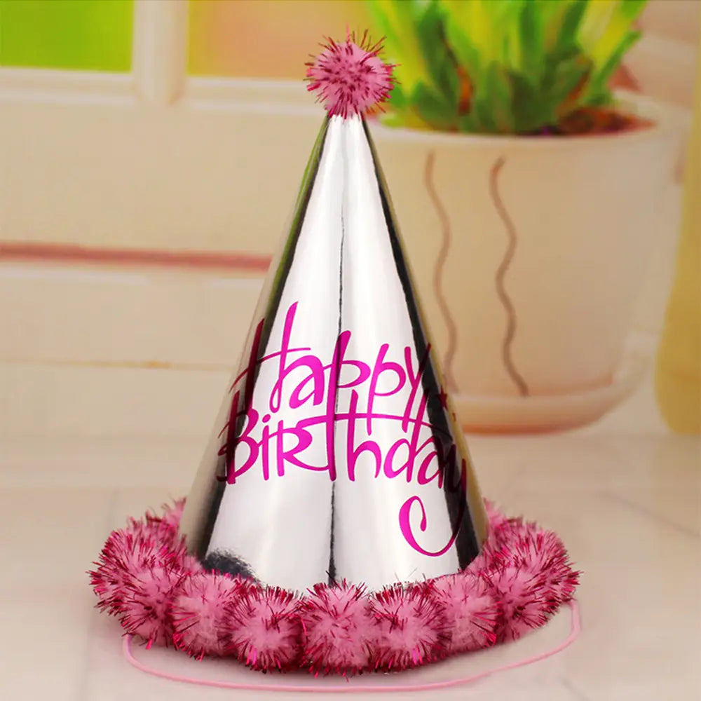 Gorro Cumpleaños Pompón Brillante – Rosa