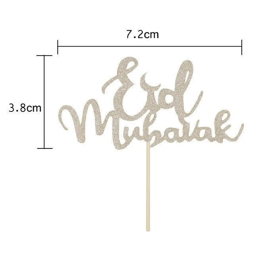 Lot de 8 Toppers et Caissettes Artistiques de Cupcakes – Eid Mubarak