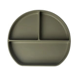 YUMMY Assiette en Silicone Multi-Compartiments avec Ventouse Vert Olive – 4M+