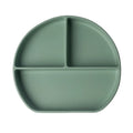 YUMMY Assiette en Silicone Multi-Compartiments avec Ventouse 4M+ - Vert Pastel