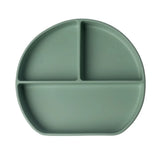 YUMMY Assiette en Silicone Multi-Compartiments avec Ventouse Vert Pastel – 4M+